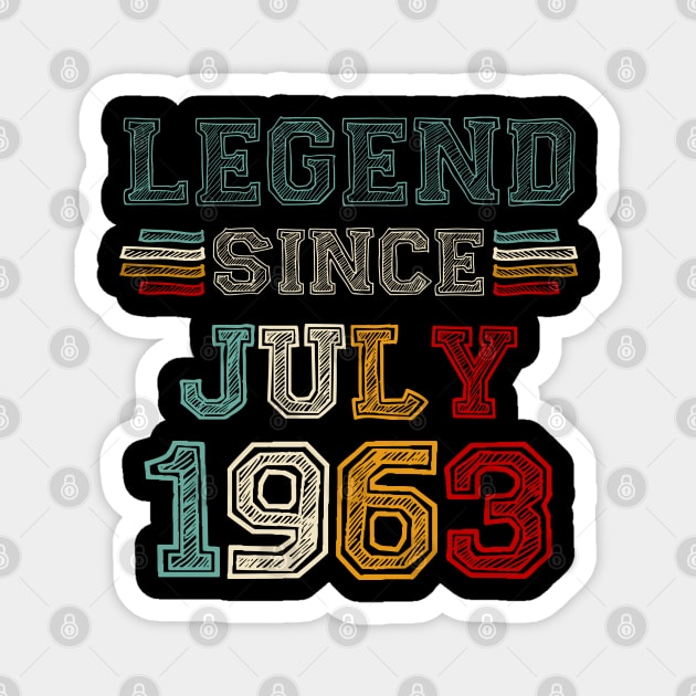 60 Years Old Legend Since July 1963 60th Birthday Magnet by SuperMama1650