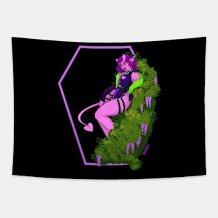 purple demon with plants Tapestry