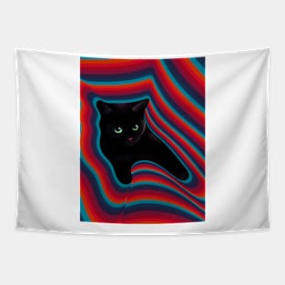 black cat extending his arms Tapestry