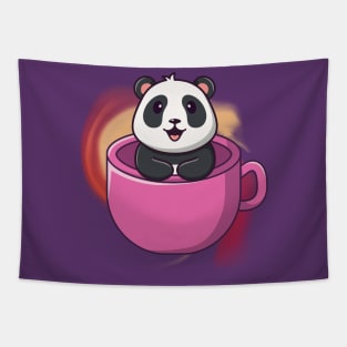 A Cup Cute Panda - Adorable Panda - Kawaii Panda Tapestry