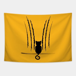 Black cat and claw marks Tapestry