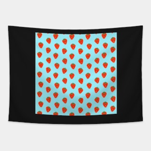 Strawberry pattern in blue background Tapestry