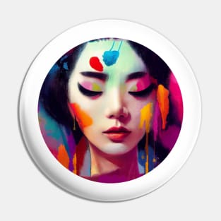 Abstract Pastel painting Beautiful Chinese woman portrait Pin