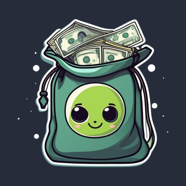 Cute alien on bag full of money by AhmedPrints