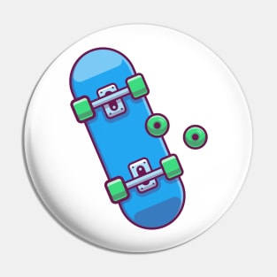 Skateboard with wheels cartoon Pin