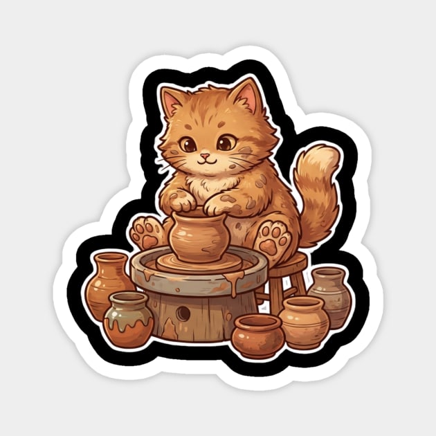 Cat Potter Pottery Cat Lover Cute Magnet by ArtistTee ⭐⭐⭐⭐⭐