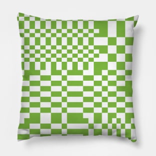 Checkerboard Pattern - Green White Pillow