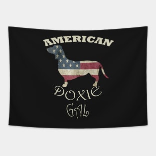 Dachshund Patriotic Quote American Doxie Gal USA Flag Wiener Gift Tapestry