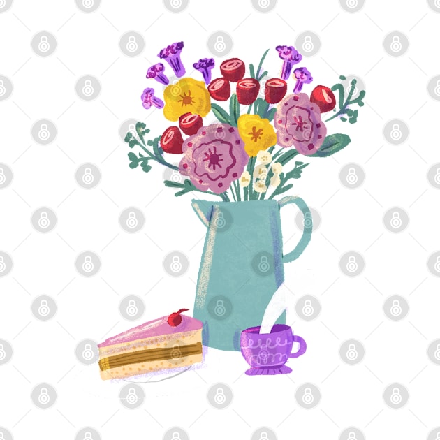 Cake Flowers and Tea by Auvrea Studio