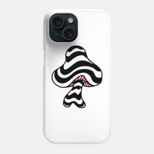 The Perfect Mushroom: Exotic Trippy Wavy Black and White Psychedelic Stripes Contour Lines with Red Underbelly Phone Case