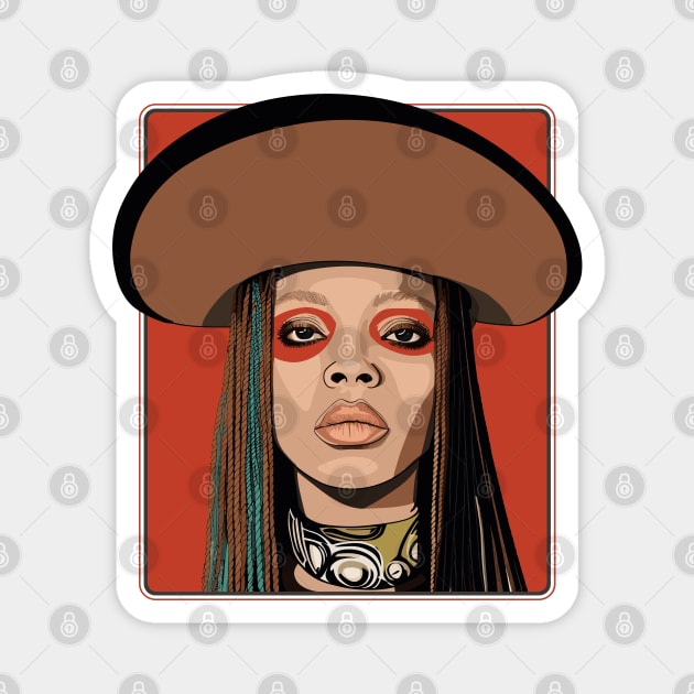 Erykah Badu / Retro Illustration Magnet by DankFutura