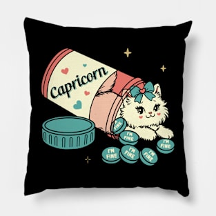 Capricorn White Kitty Pillow