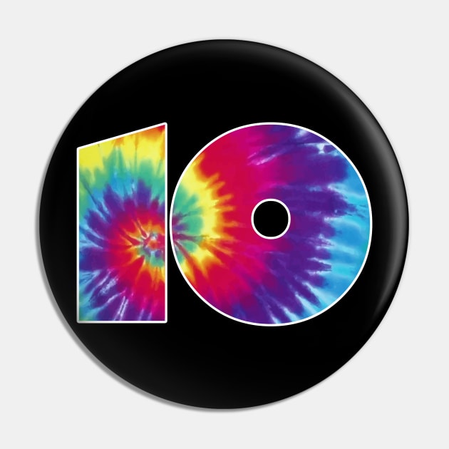 Number 10 Team Event Shirt or 10th Birthday Tie Dye Gift Pin by GillTee