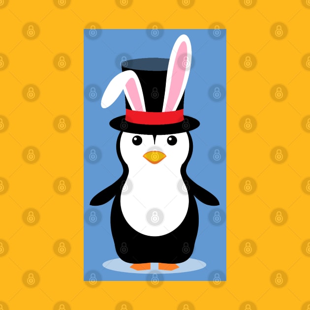 PENGUIN IN A BUNNY EARS HAT by JeanGregoryEvans1