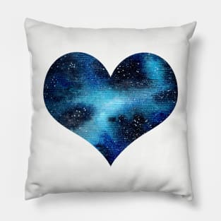 Watercolor blue galaxy heart Pillow