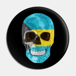 Bahamas Flag Skull - Gift for Bahamian With Roots From Bahamas Pin