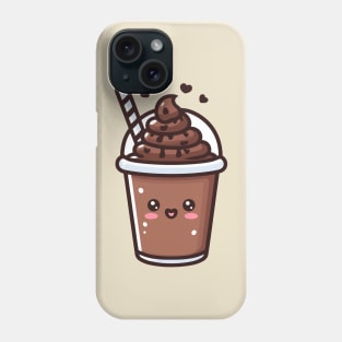 Kawaii Dark Hot Chocolate Milkshake with Chocolate Hearts | Design for Kawaii Food Lovers Phone Case