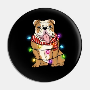 Bulldog Christmas Lights Pin