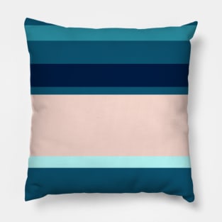 A beautiful variety of Navy, Blue Sapphire, Sea, Italian Sky Blue and Champagne Pink stripes. Pillow