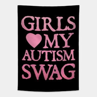 Girls Love My Autism Swag Funny Girls Heart Autism Awareness Tapestry