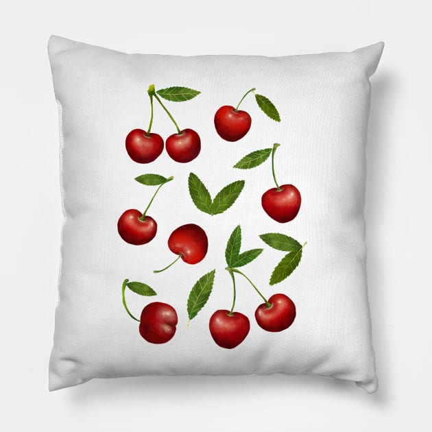 Red Cherries with Stems Pillow by catherold