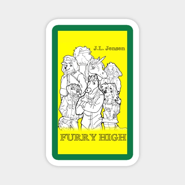 Furry High Book Cover by J.L.Jensen Magnet by JennaBunnies