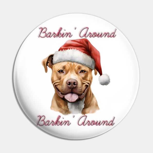 Christmas Pitbull Dog in Santa Hat Pin by Pawsitive Curios