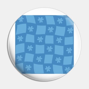 Large Floral Checker Board - Tranquil Blue Pin