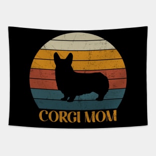 Cute Vintage Corgi Mom Sunset - Dog Lover Corgis Tapestry