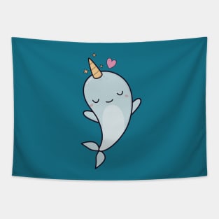 Cute Kawaii Narwhals With Hearts Tapestry