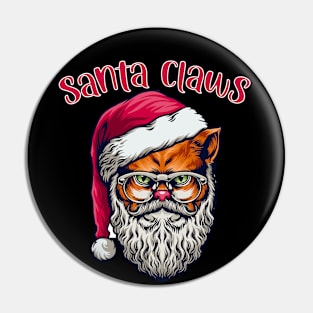 Santa Claws Funny Christmas Cat Holiday Design Pin