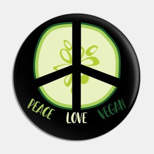 Peace Love Vegan cute Cucumber Pin