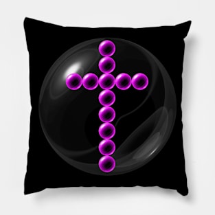 Pink Cross in Glass Ball Pillow