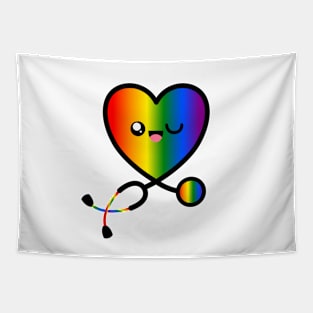 Stethoscope Emoji Heart Rainbow 3 Tapestry