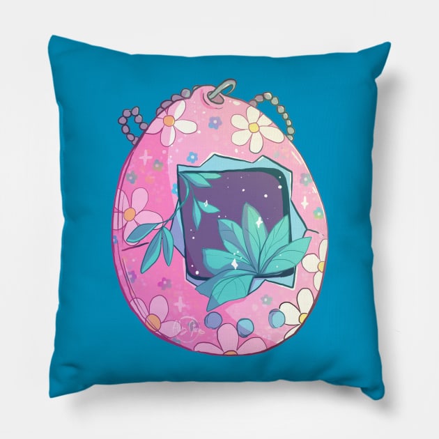 90s Nostalgia Series: Flower Tamagotchi Pillow by paintdust