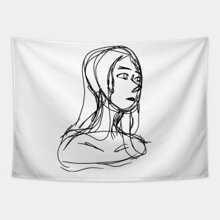 sketchy girl minimalista aesthetic Tapestry