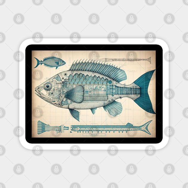 Perch Fish Print Magnet by DanielLiamGill