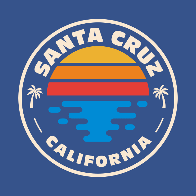 Retro Santa Cruz California Vintage Beach Surf Emblem by Now Boarding