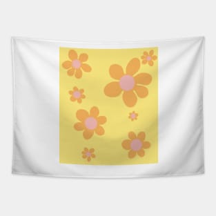 pattern flower pink orange yellow 70s Tapestry