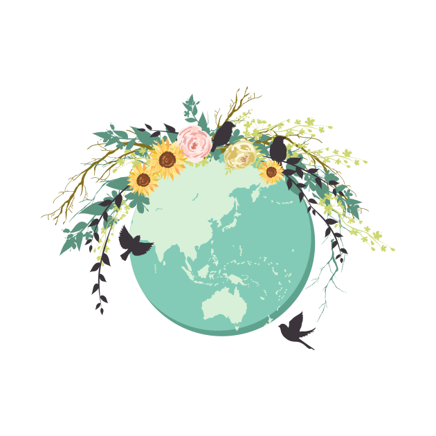 Cute Earth Day Floral Globe by SWON Design