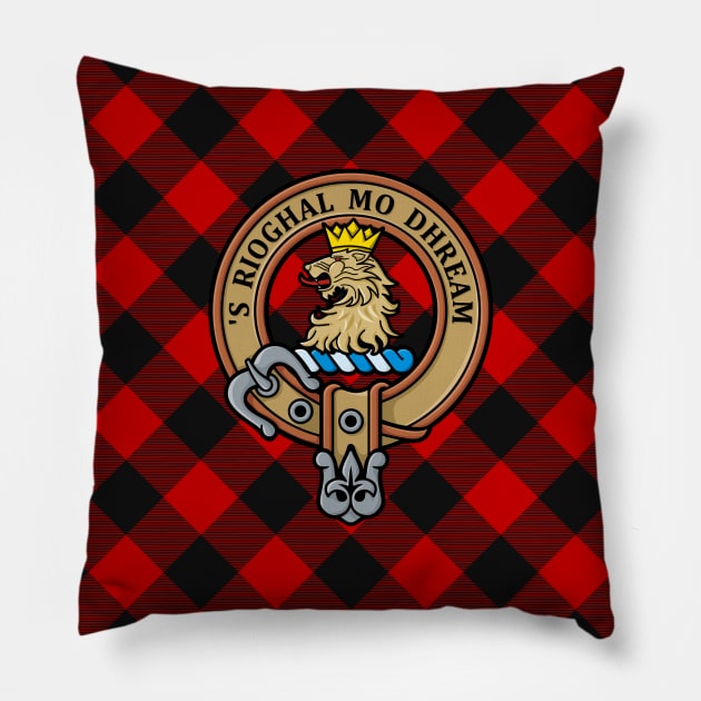 Clan MacGregor Crest over Rob Roy Tartan Pillow by sifis