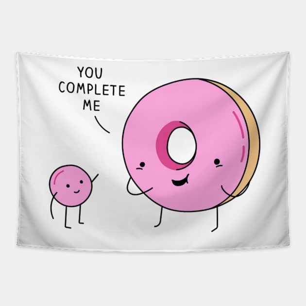 You Complete Me Donuts Text Art Tapestry by maddula