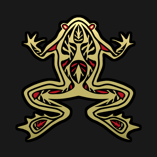 Frog in Gold and Black Totem Design by PatricianneK