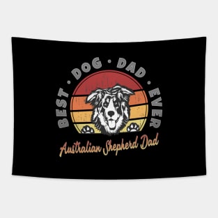 Australian Shepherd Dad Retro Sunset - Best Dog Dad Ever Tapestry