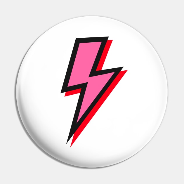 Pink and Red Lightning Bolts with Black Outline Pin by OneThreeSix