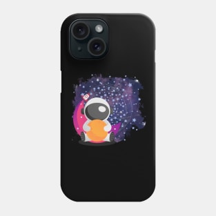 Cute Astronaut on a Pink Moon Space Travel Rocket Stars Phone Case