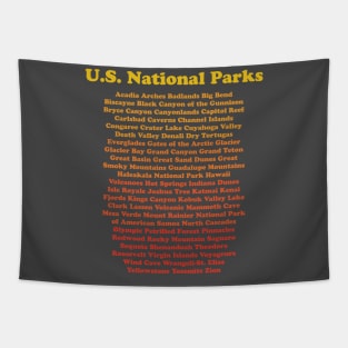 All 62 National Parks Shirt List Yellowstone Yosemite Tapestry