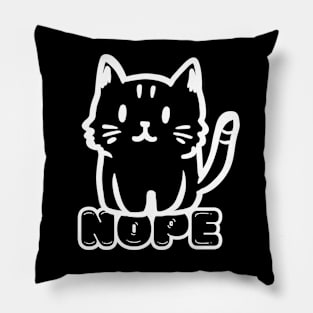 Cute Black Cat Say Nope Pillow