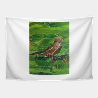 Brown Bird in the Green Grass Tapestry