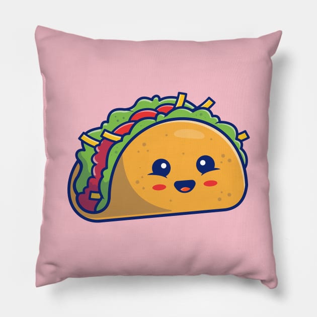 Cute Taco Cartoon Pillow by Catalyst Labs